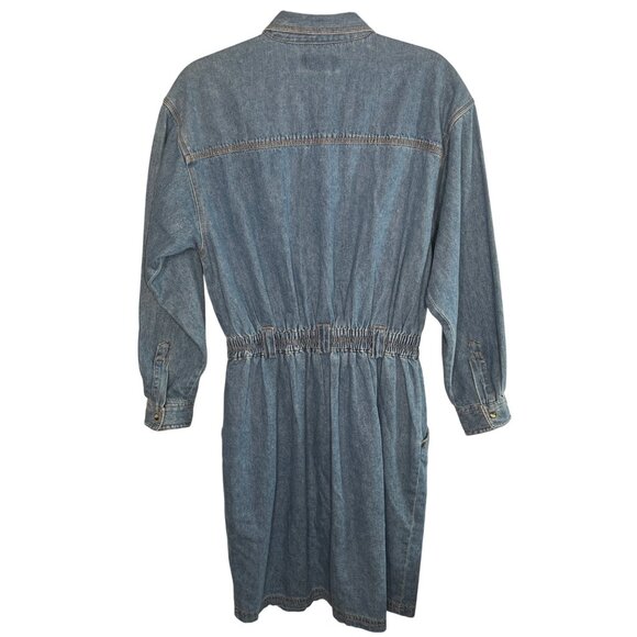 VTG Eddie Bauer Women's Denim Shirt Dress Size M Button-Front Long Sleeve Casual - Picture 2 of 11